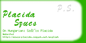 placida szucs business card